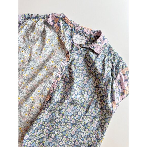 AMERICAN EAGLE Resort Blue Floral Cotton Poplin Short Sleeve Shirt, Size M - Picture 5 of 12